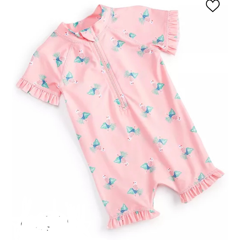 Toddler Girls Parrot Short Sleeve Rash Guard, Created for Macy's